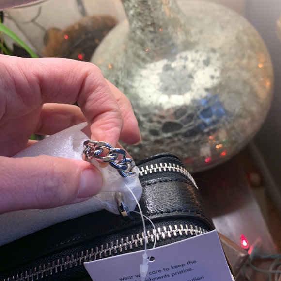 Authentic Rare Kate Spade shearling leather 2 zip Crosby double chain - Picture 7 of 12